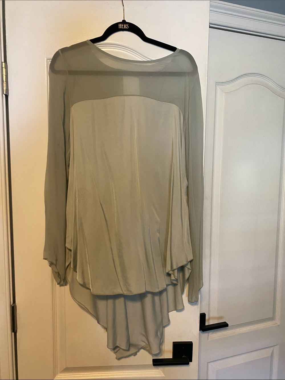 Sheer Yoke Light Gray Layered Women's Tunict